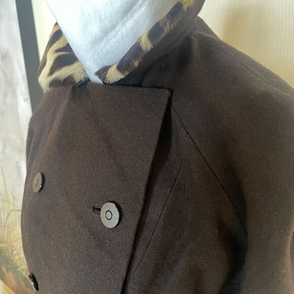 Vintage Genuine Ocelot Fur Collared Jacket with Matching Fur Top - Picture 7 of 16